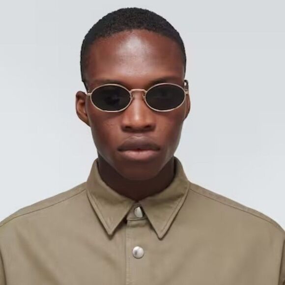 NEW Prada PR65ZS ZVN09T Pale Gold Dark Grey Oval Metal Unisex Sunglasses - Picture 4 of 14